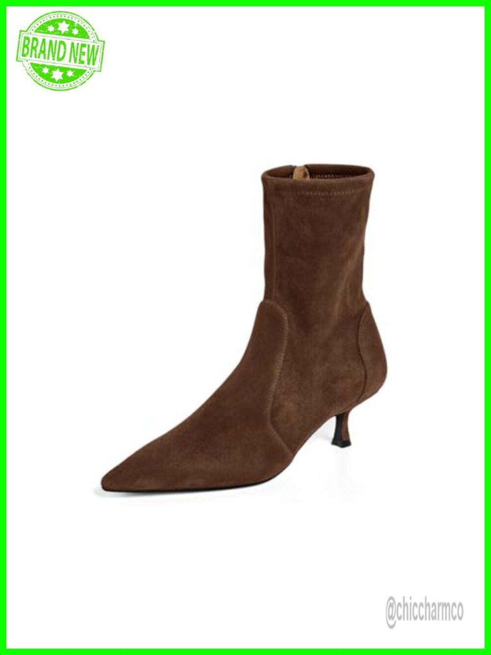 Faux Suede Leather Ankle Boots Pointed Toe Kitten Heel Side Zip Fall